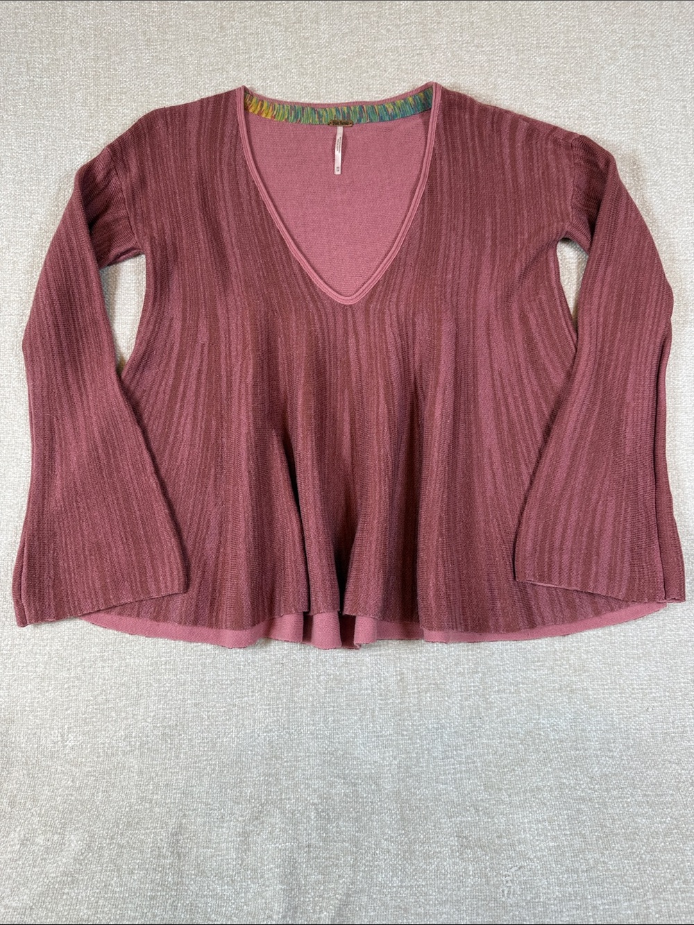 Free People Sundae Sweater Mauve V Neck Women's XS